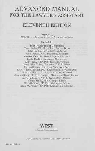 Advanced manual for the lawyer's assistant