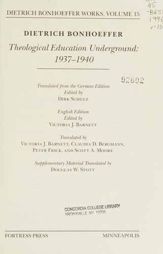 Theological education underground, 1937-1940