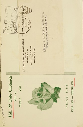 Price list, fall 1952 spring 1953