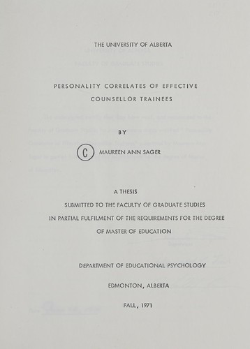 Personality correlates of effective counsellor trainees