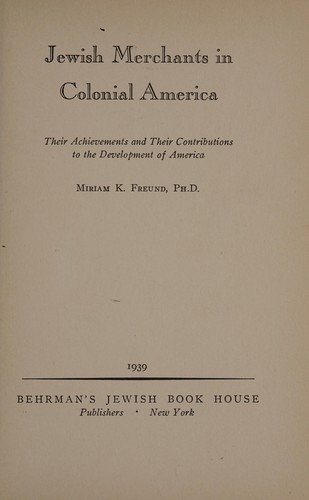 Jewish merchants in colonial America