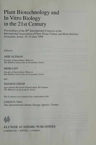 Plant biotechnology and in vitro biology in the 21st century