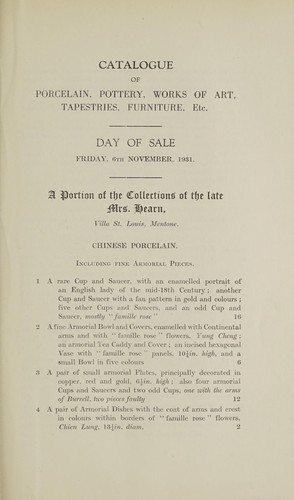A portion of the collections of the late Mrs. Hearn; old English furniture