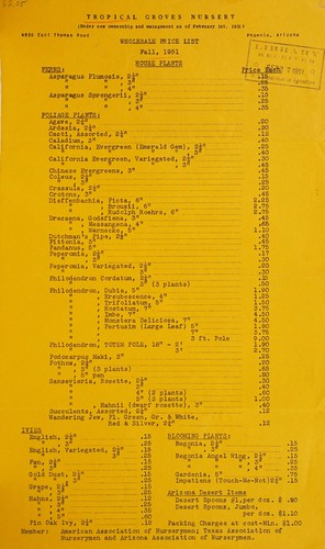 Wholesale price list, fall, 1951
