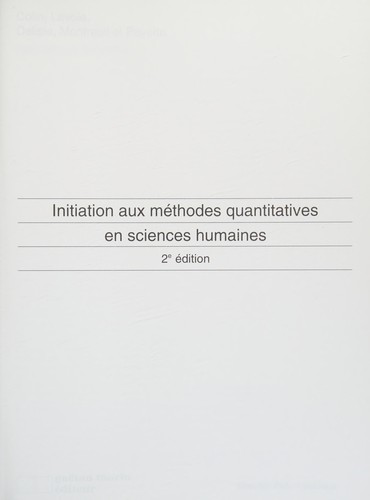 Initiation aux méthodes quantitatives en sciences humaines