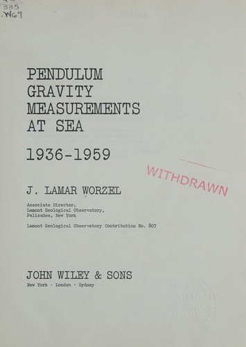 Pendulum gravity measurements at sea, 1936-59