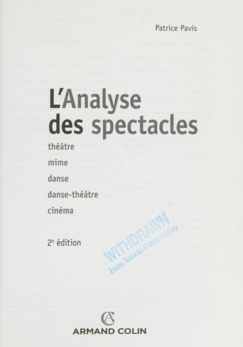 l'analyse des spectacles