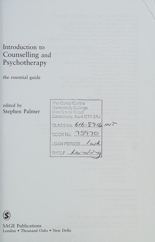 Introduction to counselling and psychotherapy