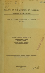 The agrarian revolt in Georgia, 1865-1912