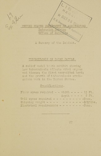 Tuberculosis of dairy cattle
