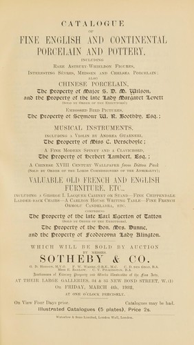 Fine English and continental porcelain and pottery; valuable old French and English furniture