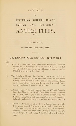 Egyptian, Greek, Roman, Indian and South American antiquities