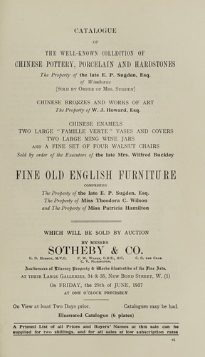 The well-known collection of Chinese pottery, porcelain and hardstones; fine old English furniture