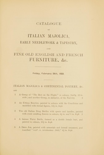 Italian majolica; fine old English and French furniture