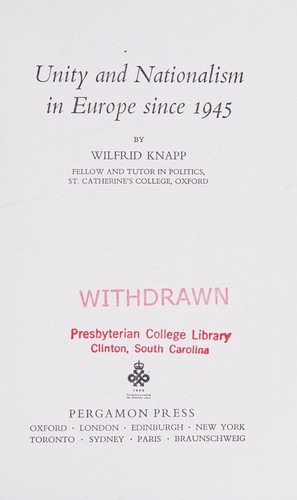 Unity and nationalism in Europe since 1945