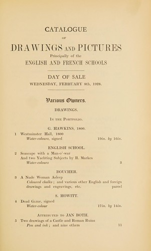 Drawings in pencil & water colours of the English & French schools