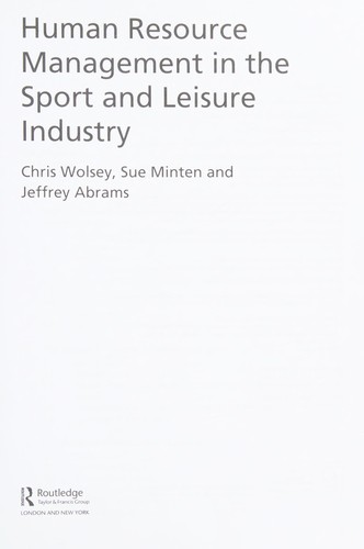 HRM in the Sport and Leisure Industry