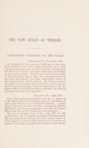 ...T he new "reign of terror" in the slaveholding States