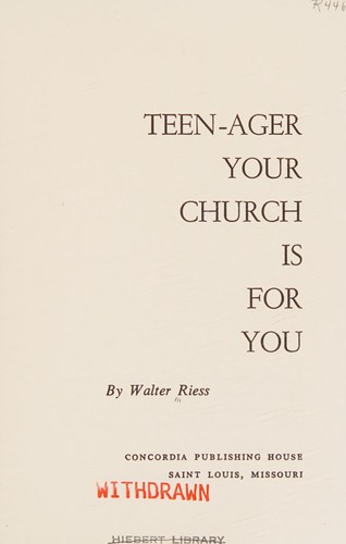 Teen-ager, your church is for you