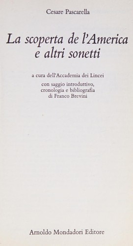 La scoperta de l'America e altri sonetti
