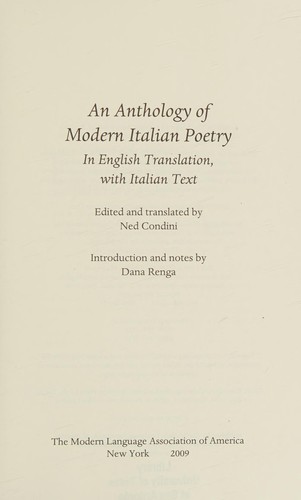 An anthology of modern Italian poetry in English translation, with Italian text