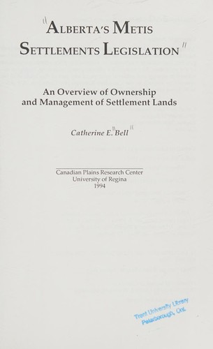 Alberta's Metis settlements legislation