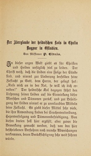 Der Aberglaude der heidnischen kols in Chutia Dagpur in Offindien