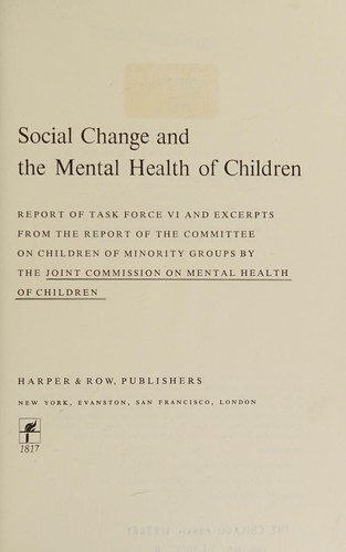 Social change and the mental health of children