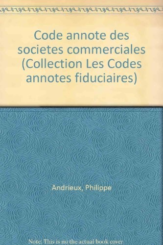 Code annoté des sociétés commerciales
