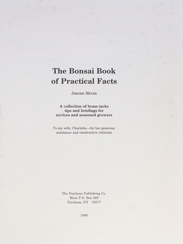 The bonsai book of practical facts