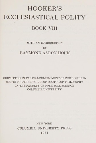 Ecclesiastical polity, book VIII