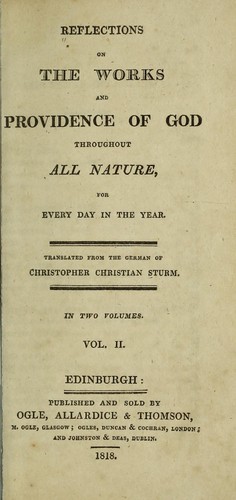 Reflections on the works and Providence of God throughout all nature