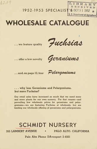 1952-1953 specialist's wholesale catalogue