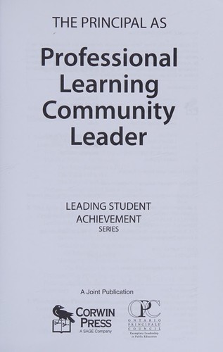 The principal as professional learning community leader