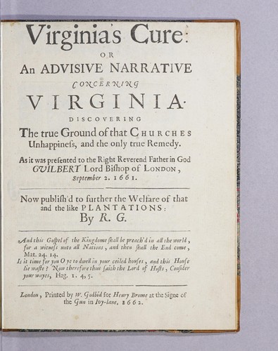 Virginia's cure: or An advisive narrative concerning Virginia