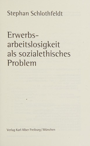 Erwerbsarbeitslosigkeit als sozialethisches Problem
