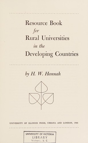 Resource book for rural universities in the developing countries