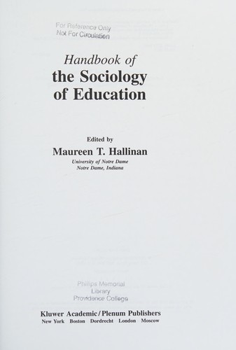 Handbook of the sociology of education