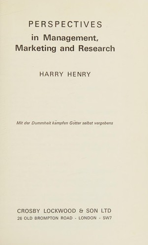 Perspectives in management, marketing and research