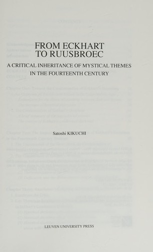 From Eckhart to Ruusbroec