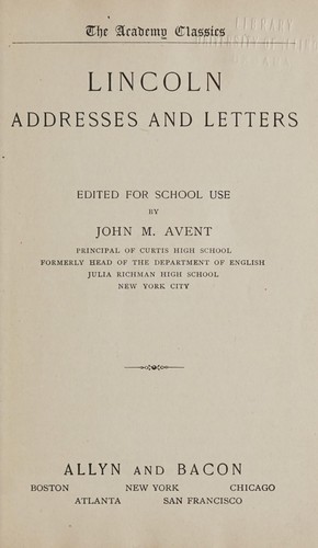 Lincoln addresses and letters