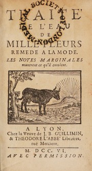 Traité de l'eau de mille fleurs remede à la mode