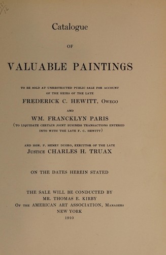 Catalogue of valuable paintings