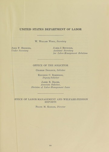 Legislative history of the Labor-Management Reporting and Disclosure Act of 1959