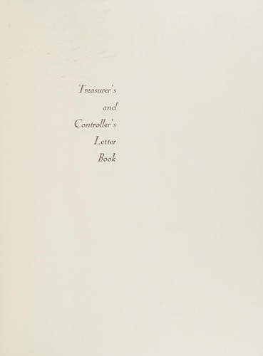 Treasurer's and controller's letter book