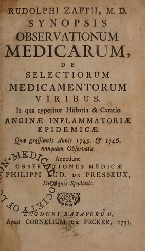 Synopsis observationum medicarum