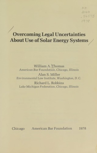 Overcoming legal uncertainties about use of solar energy systems