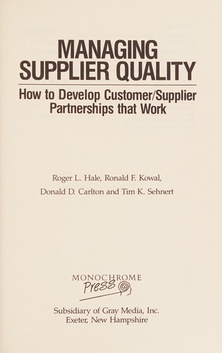 Managing supplier quality