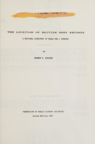 The Location of British Army Records
