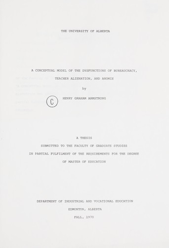 A conceptual model of the dysfunctions of bureaucracy, teacher alienation, and anomie